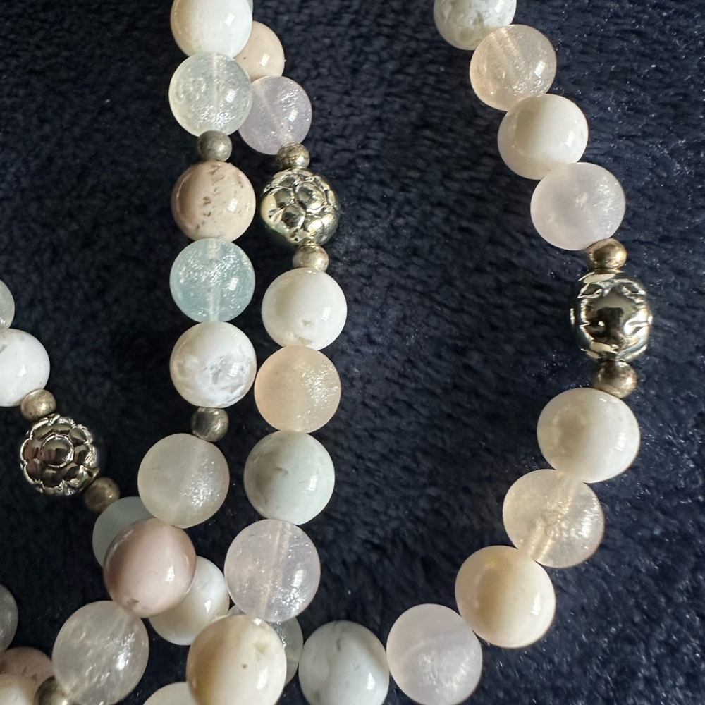 Multi-Strand Pastel Beaded Necklace with Silver Accents - Picture 3 of 15
